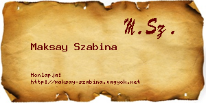 Maksay Szabina névjegykártya